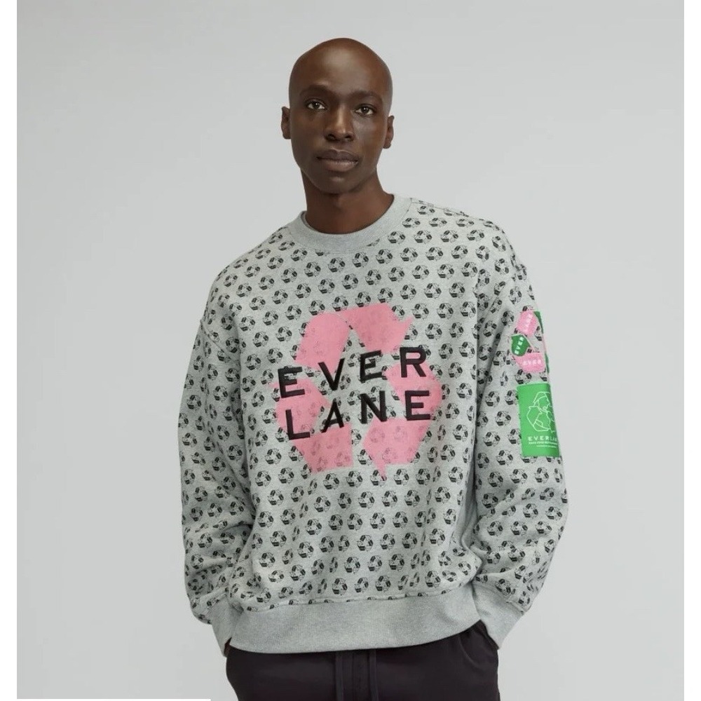 Everlane NWT Crewneck Sweatshirt Gray‎ M ReTrack AKA Sorority Pink Green Rare